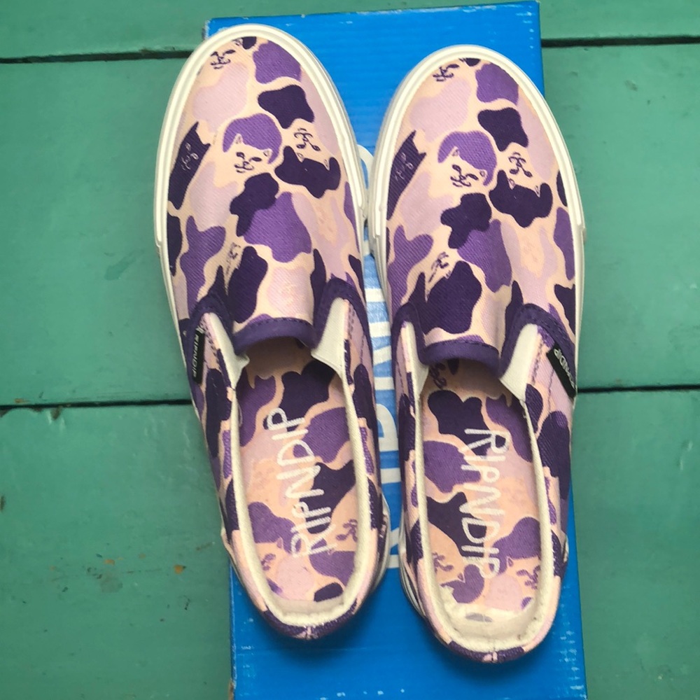RipNDip Purple slip on camo shoes